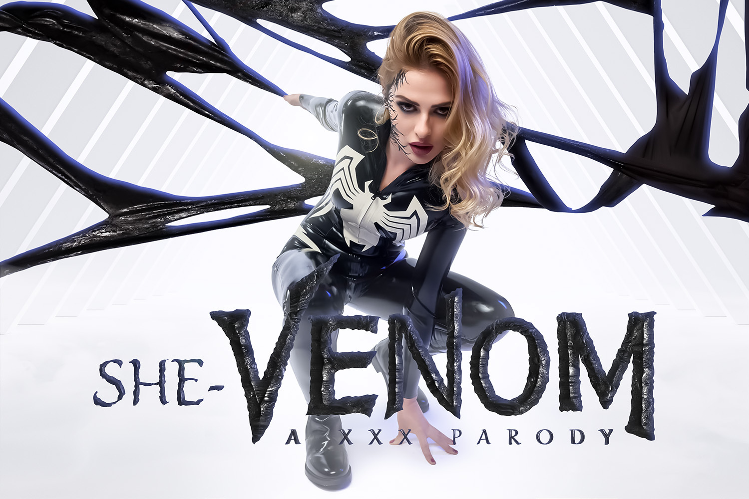 Mina Von D in a She-Venom cosplay performs oral and vaginal sex in a 4K VR scene.