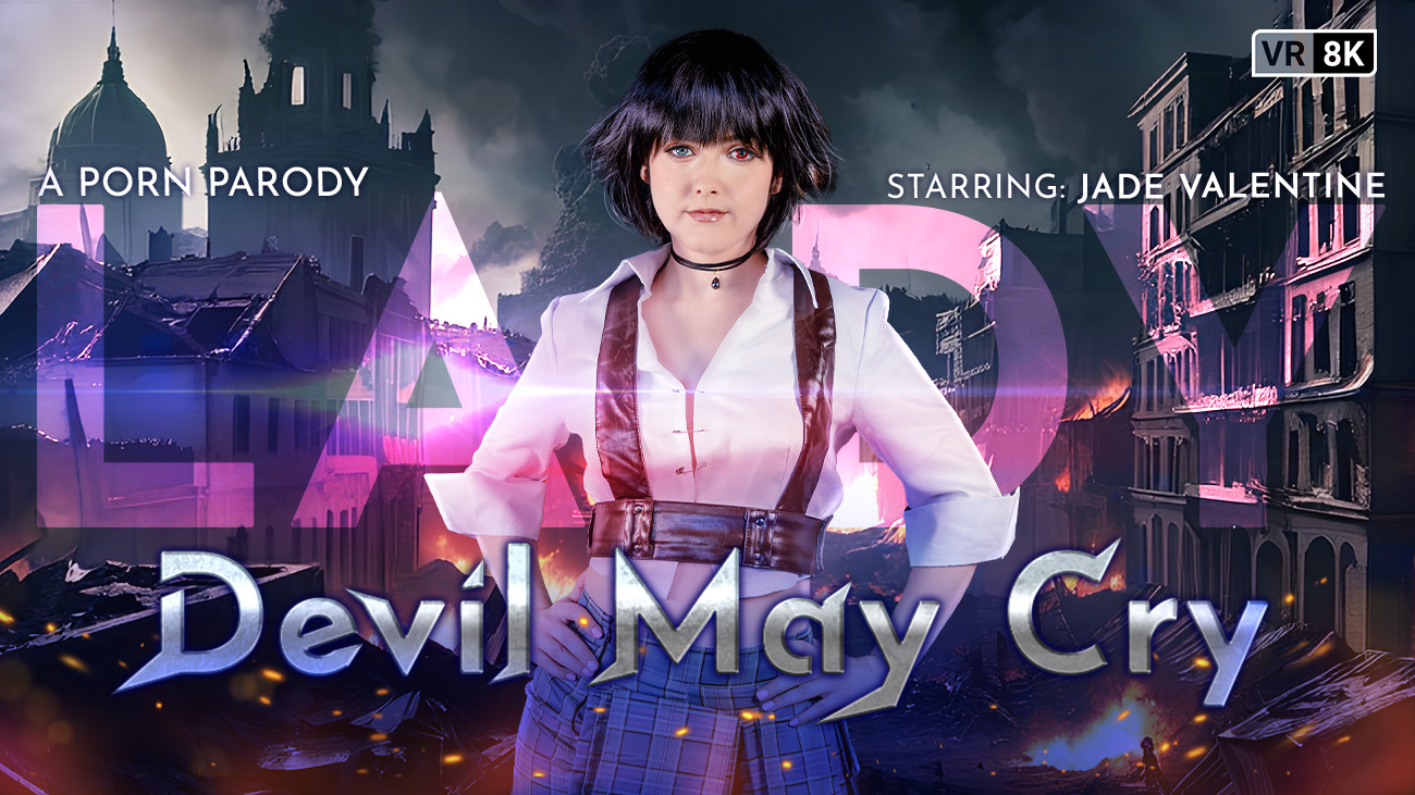 Jade Valentine cosplays Lady from Devil May Cry performing oral and anal sex in a VR POV scene