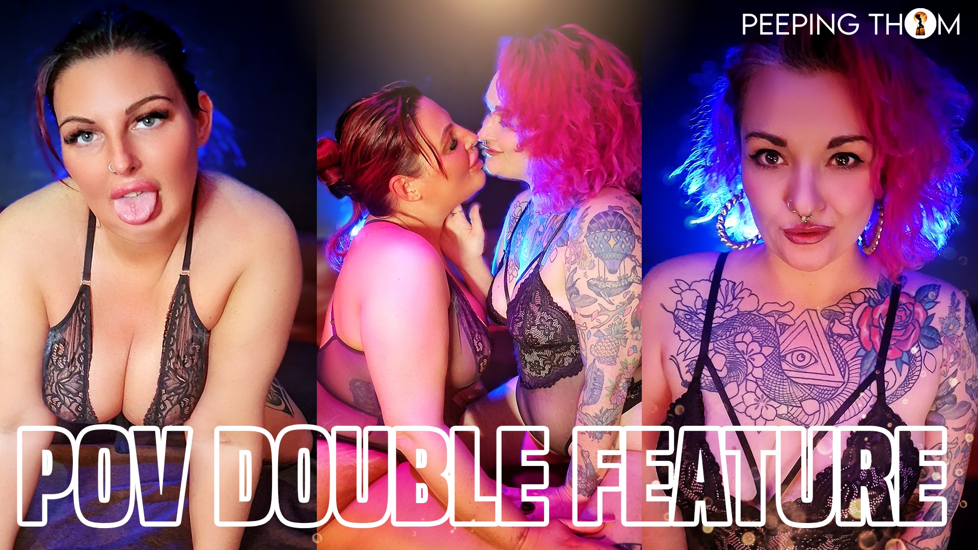 POV scene features Ivy Crystal and Tangerine Boo in group sex with blowjobs, captured in 4K 60 FPS VR by Peeping Thom.