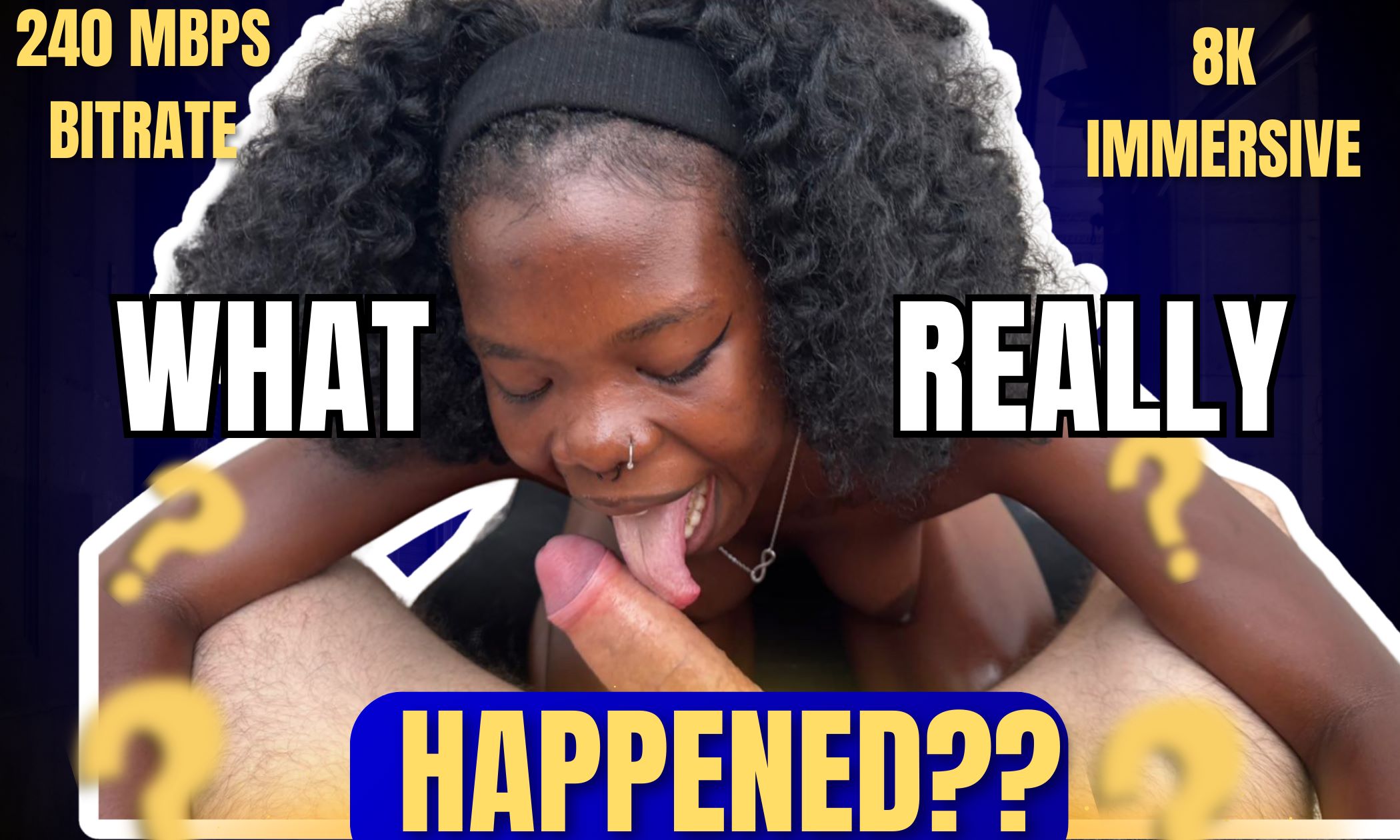 Amelia Star performs an interracial blowjob and sex scene in this 4K VR POV video with high bitrate and squirt effects.