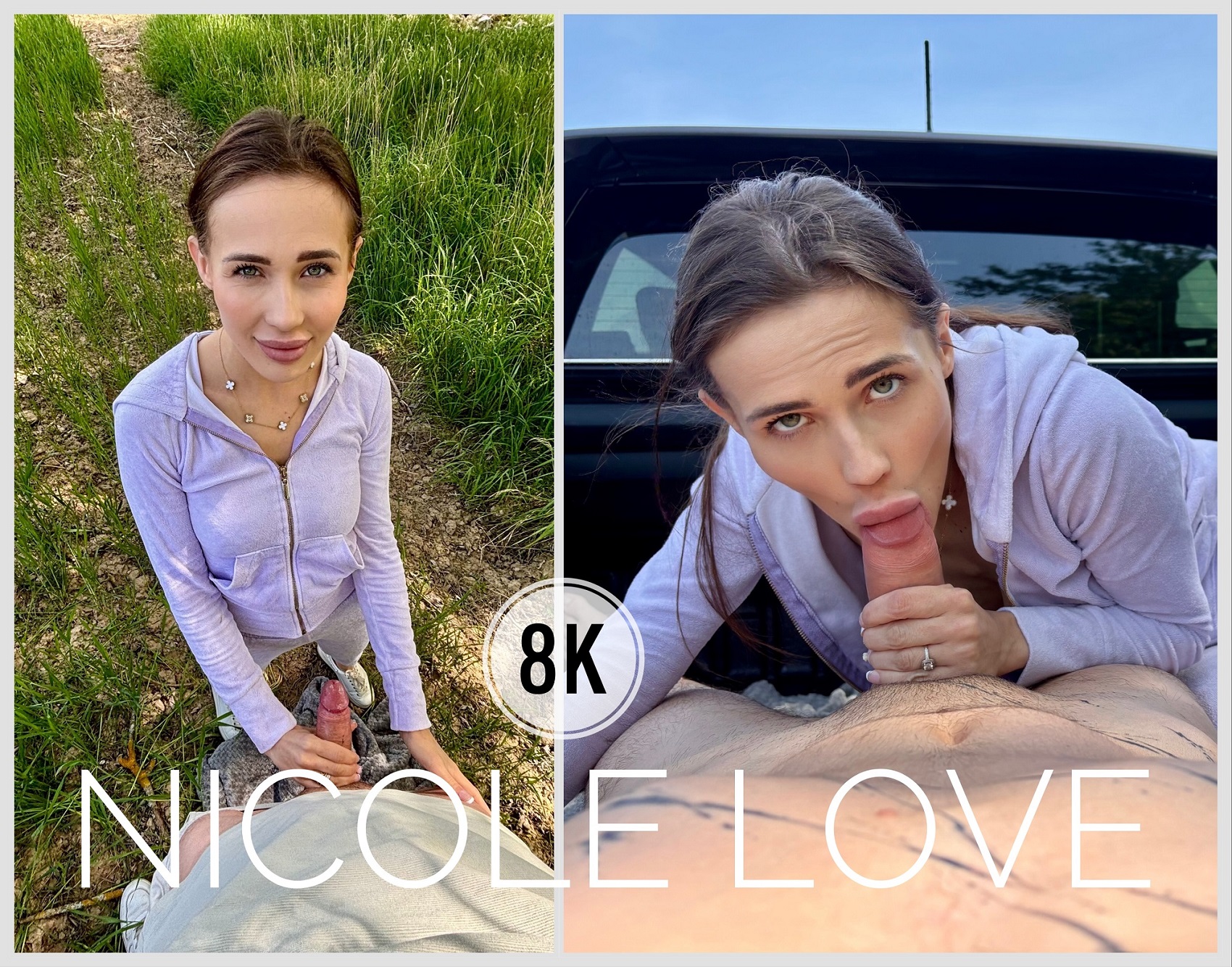 Nicole Love performs a POV blowjob outdoors in a pickup truck in this 4K VR video by PS-Porn recorded at 60 frames per second.