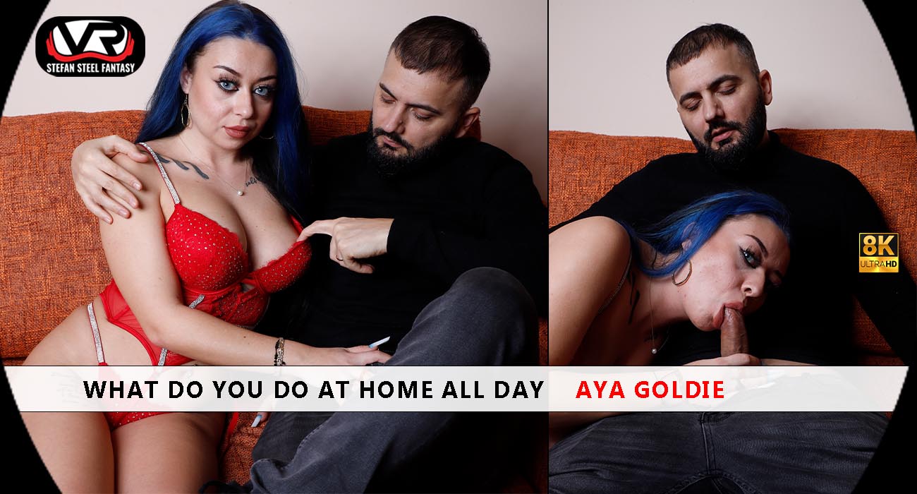 Aya Goldie performs a POV blowjob and handjob in 4K VR at home