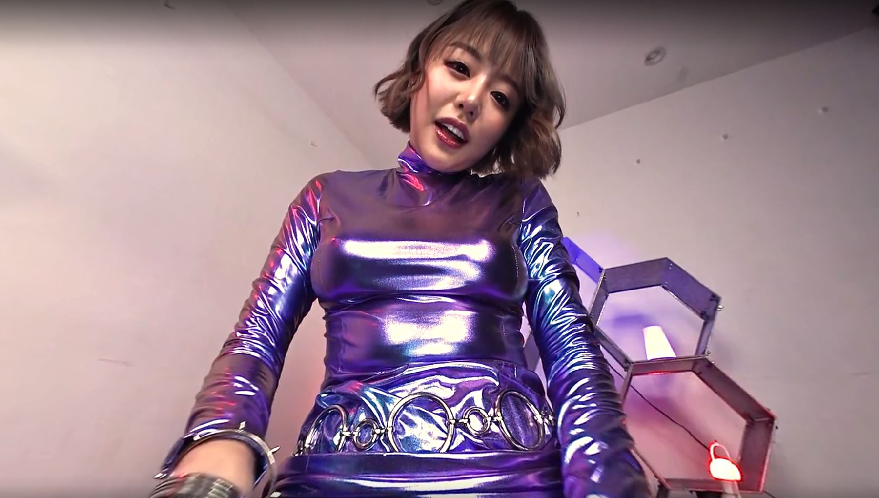 Mao Hamasaki performs a footjob in a Spacey Gyaru themed club during this 60 FPS VR POV video by Peach Girl.