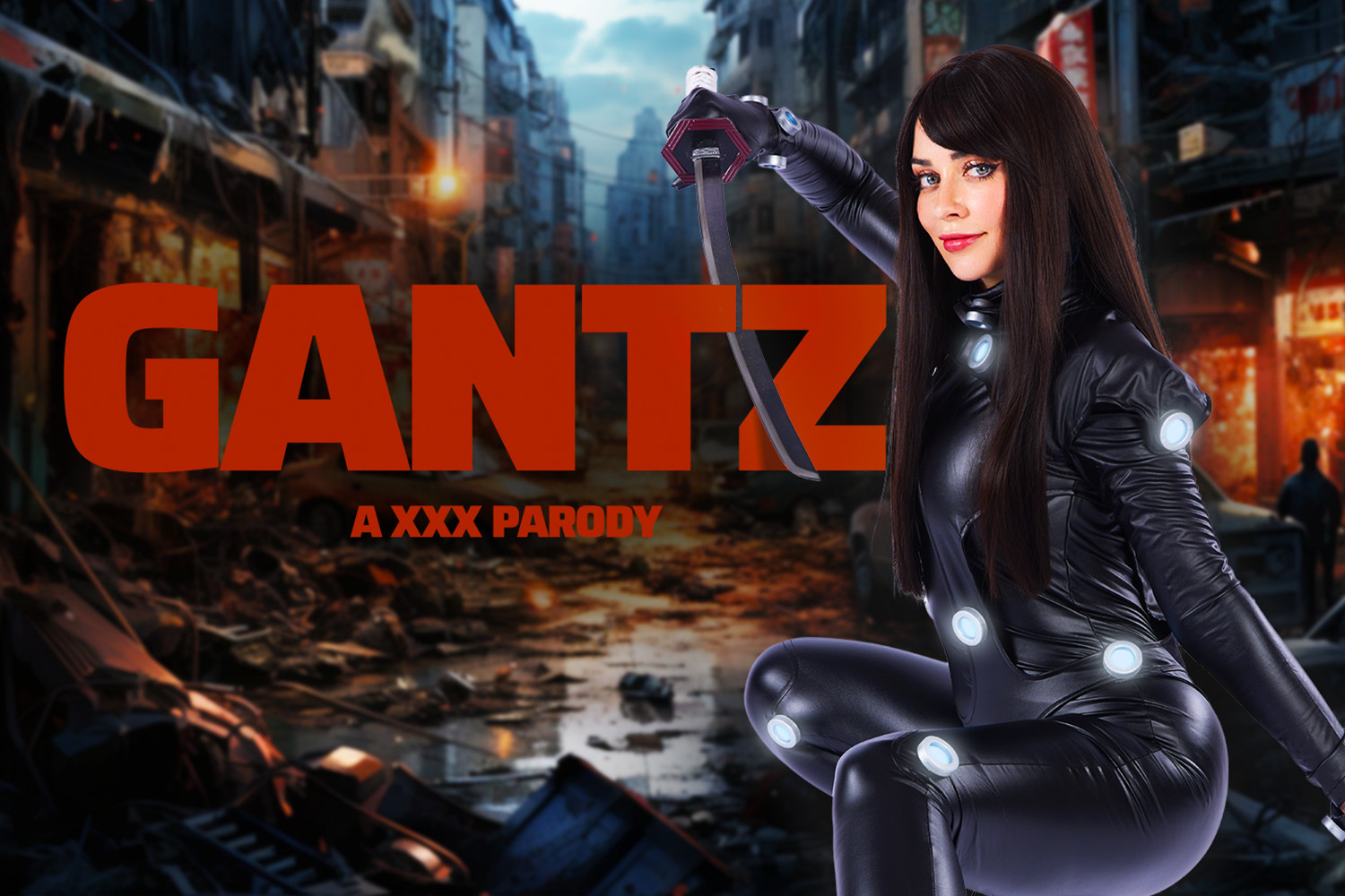 Jewelz Blu performs a POV blowjob in cosplay while wearing Gantz armor in this 4K VR production.