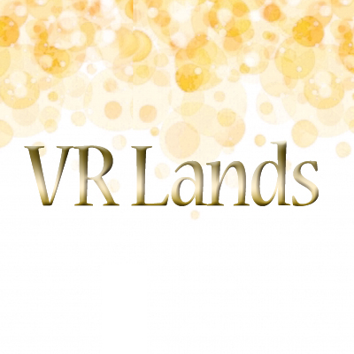 VR Lands studio logo representing a catalog of 72 immersive virtual reality adult scenes designed for headsets.