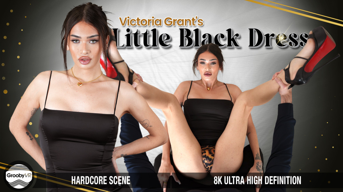 Victoria Grant wears a little black dress during a POV anal and blowjob scene in this 4K GroobyVR production.