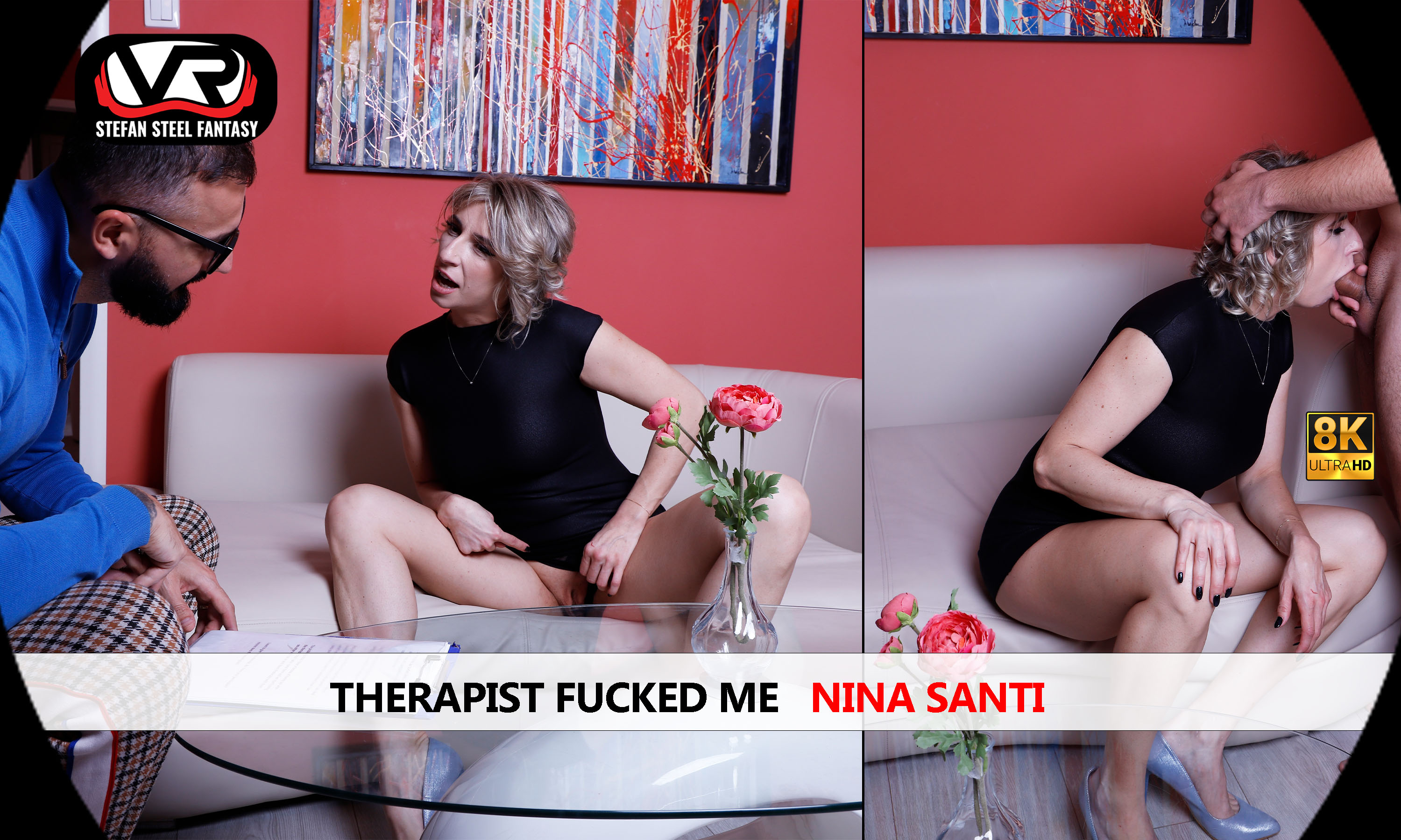Nina Santi performs a footjob and blowjob in a VR therapy setting with Stefan Steel Fantasy