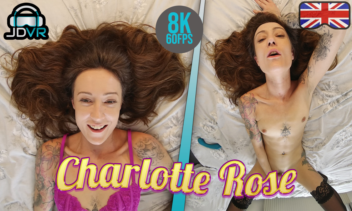 Brunette Charlotte Rose performs a solo VR action in a 4K POV scene by JimmyDraws with 60 FPS rendering.