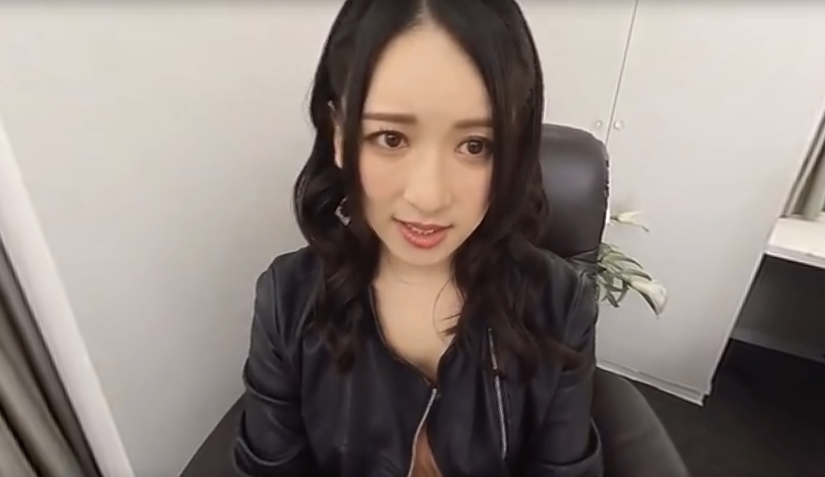 Brunette gyaru model engages in explicit intercourse during a 4K VR POV scene with suspicious undertones from VR Lands