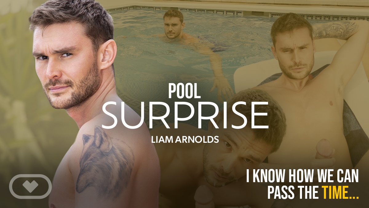 Liam Arnolds and Sailor engage in anal sex by the pool in a gay VR POV scene featuring 60 FPS premium graphics.