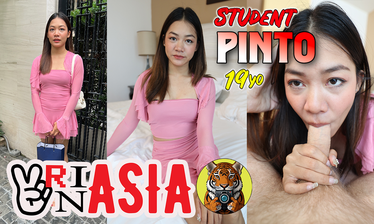 Pinto plays a Thai student receiving a hard bang and blowjob in a 4K VRinAsia POV scene.