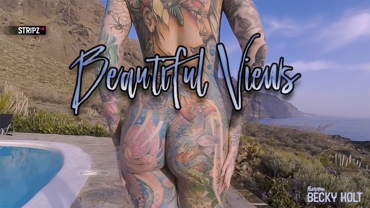 Becky Holt performs a solo POV in an outdoor setting featuring 4K resolution and 60 FPS quality for this StripzVR production.