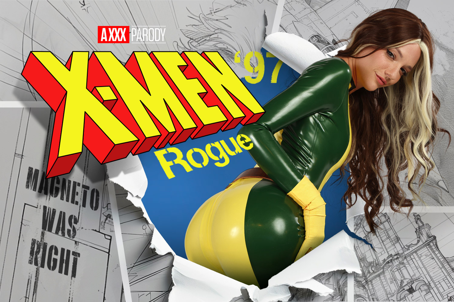 Kenna James cosplaying Rogue performs a POV blowjob in a 60 FPS VR scene from the X-Men parody.